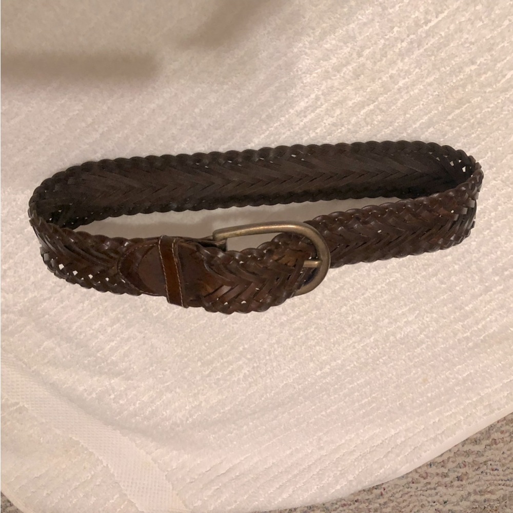 Genuine Braided Leather Belt - Brown